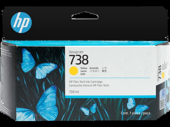 HP 738 130-ml Yellow DesignJet Ink Cartridge