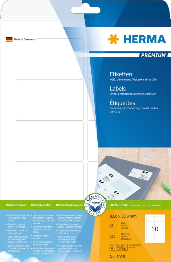 HERMA label Premium 83.8 x 50.8 mm, 250 pieces.