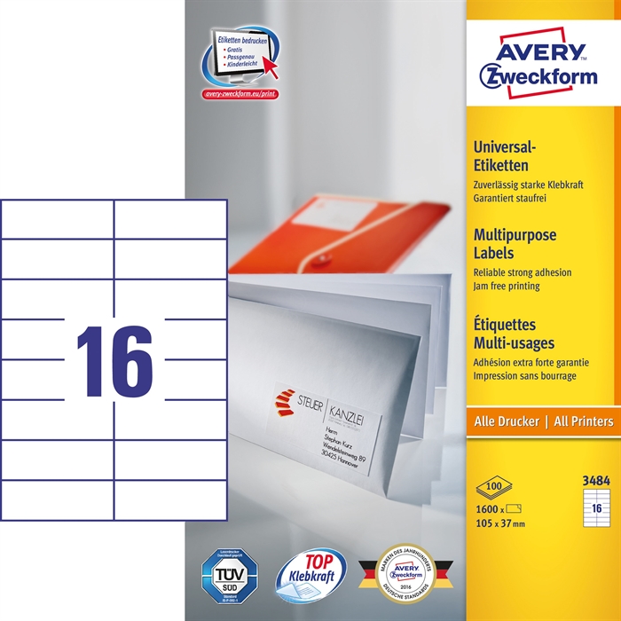 Avery ILC universal label 105 x 37 mm, 1600 pcs.