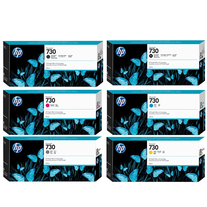 Full set of ink HP 730 ink cartridges for HP Designjet