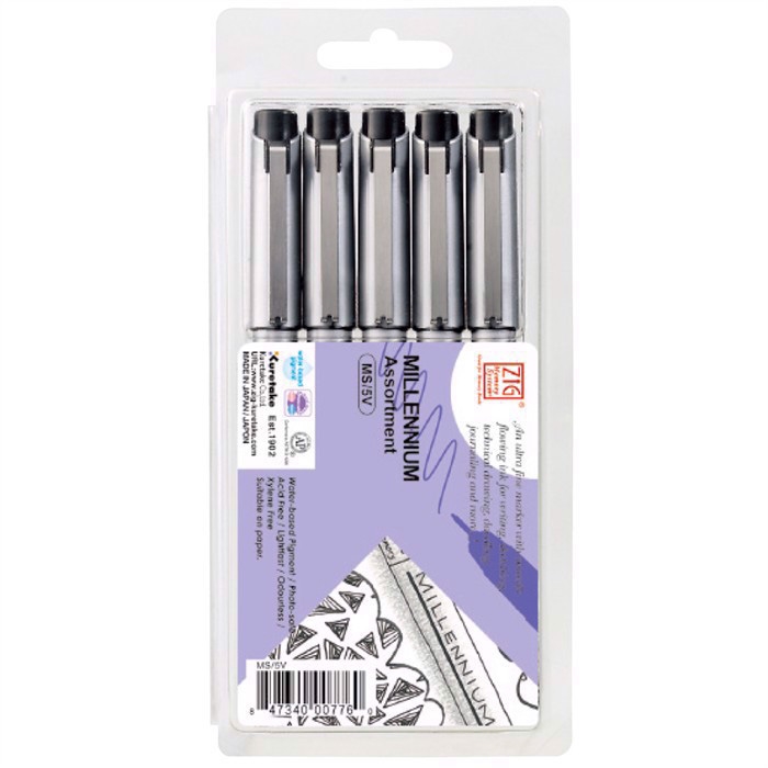 ZIG Millennium Pen assembly, black (5)