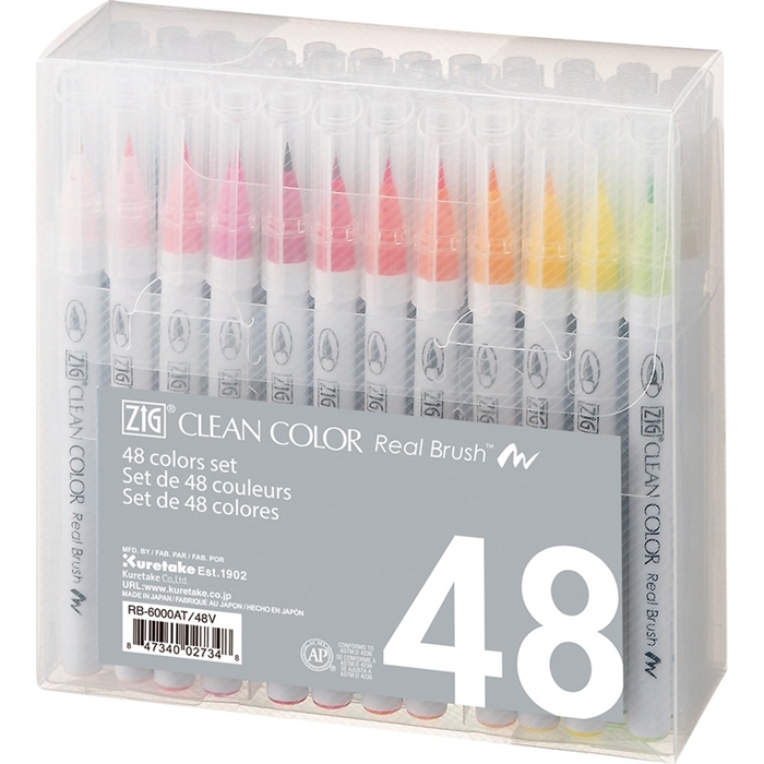 ZIG Clean Color Brush Pen Set with 48 pieces.